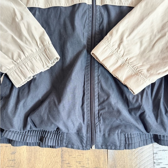 Tan and Black Windbreaker Jacket with Full-Length Zipper - Picture 8 of 8